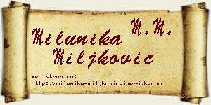 Milunika Miljković vizit kartica